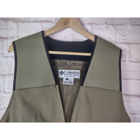 Vtg Columbia Sportswear Fishing Vest Sz Large Green Multi-Pocket Utility Outdoor - Picture 6 of 15